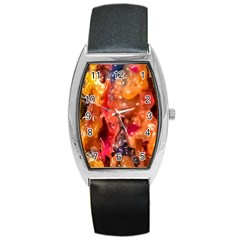 Multicolored Melted Wax Texture Barrel Style Metal Watch by dflcprintsclothing