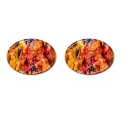 Multicolored Melted Wax Texture Cufflinks (oval) by dflcprintsclothing