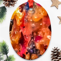 Multicolored Melted Wax Texture Oval Ornament (two Sides) by dflcprintsclothing