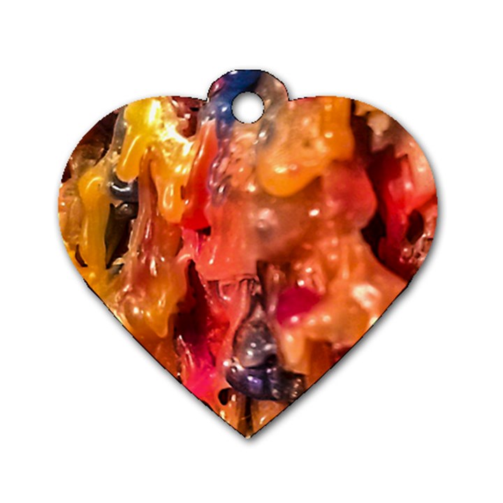 Multicolored Melted Wax Texture Dog Tag Heart (One Side)