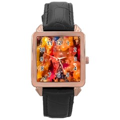 Multicolored Melted Wax Texture Rose Gold Leather Watch  by dflcprintsclothing