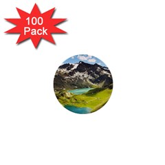 Aerial View Of Mountain And Body Of Water 1  Mini Buttons (100 Pack)  by danenraven