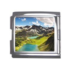 Aerial View Of Mountain And Body Of Water Mega Link Italian Charm (18mm) by danenraven