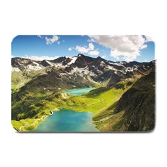 Aerial View Of Mountain And Body Of Water Plate Mats by danenraven