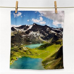 Aerial View Of Mountain And Body Of Water Face Towel by danenraven