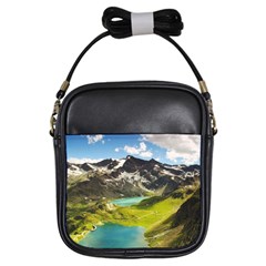 Aerial View Of Mountain And Body Of Water Girls Sling Bag by danenraven