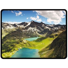 Aerial View Of Mountain And Body Of Water One Side Fleece Blanket (large) by danenraven