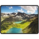 Aerial View Of Mountain And Body Of Water One Side Fleece Blanket (Large) 80 x60  Blanket Front