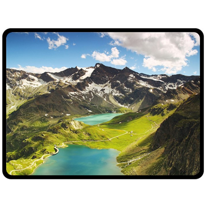 Aerial View Of Mountain And Body Of Water One Side Fleece Blanket (Large)