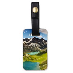 Aerial View Of Mountain And Body Of Water Luggage Tag (one Side) by danenraven