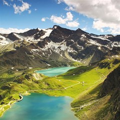 Aerial View Of Mountain And Body Of Water Play Mat (square)