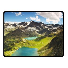 Aerial View Of Mountain And Body Of Water Fleece Blanket (small) by danenraven