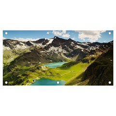 Aerial View Of Mountain And Body Of Water Banner And Sign 4  X 2 