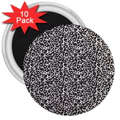 Black Cheetah Skin 3  Magnets (10 Pack)  by Sparkle