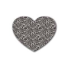 Black Cheetah Skin Rubber Heart Coaster (4 Pack) by Sparkle