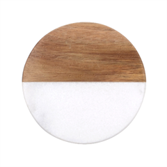 Floral Classic Marble Wood Coaster (round) 