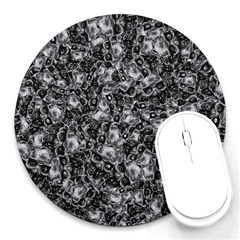 Creepy Head Mask Motif Random Pattern Round Mousepad by dflcprintsclothing