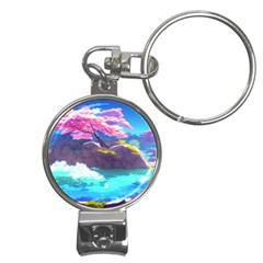 Fantasy Japan Mountains Cherry Blossoms Nature Nail Clippers Key Chain by Uceng