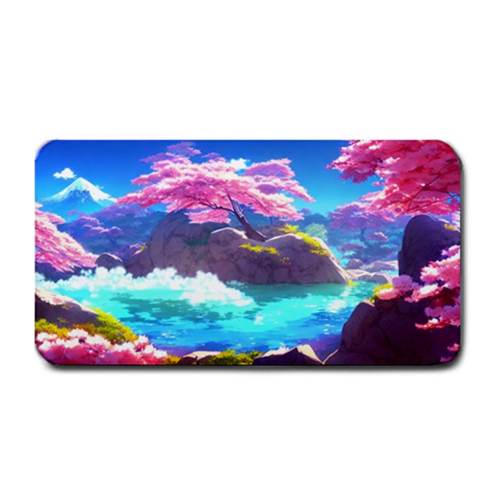 Fantasy Japan Mountains Cherry Blossoms Nature Medium Bar Mat