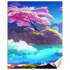 Fantasy Japan Mountains Cherry Blossoms Nature Canvas 11  X 14  by Uceng