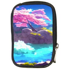 Fantasy Japan Mountains Cherry Blossoms Nature Compact Camera Leather Case by Uceng