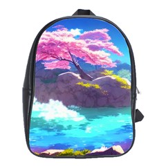 Fantasy Japan Mountains Cherry Blossoms Nature School Bag (large) by Uceng