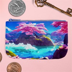 Fantasy Japan Mountains Cherry Blossoms Nature Large Coin Purse by Uceng