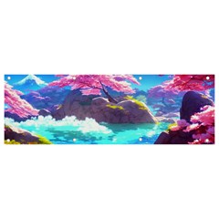 Fantasy Japan Mountains Cherry Blossoms Nature Banner And Sign 9  X 3  by Uceng