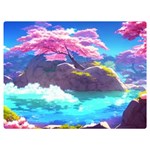 Fantasy Japan Mountains Cherry Blossoms Nature One Side Premium Plush Fleece Blanket (Extra Small) 40 x30  Blanket Front