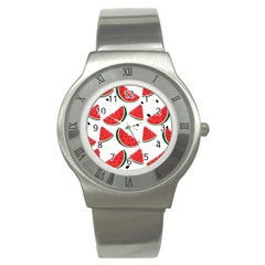 Watermelon Seamless Pattern Stainless Steel Watch