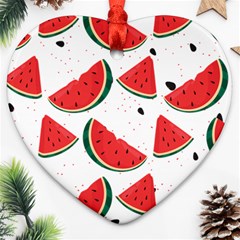 Watermelon Seamless Pattern Heart Ornament (two Sides)