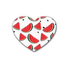 Watermelon Seamless Pattern Rubber Coaster (heart)