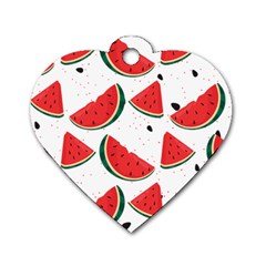 Watermelon Seamless Pattern Dog Tag Heart (two Sides) by Jancukart