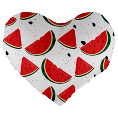 Watermelon Seamless Pattern Large 19  Premium Heart Shape Cushions