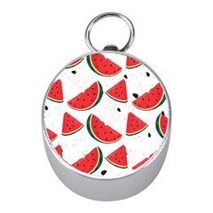 Watermelon Seamless Pattern Mini Silver Compasses