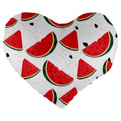 Watermelon Seamless Pattern Large 19  Premium Flano Heart Shape Cushions