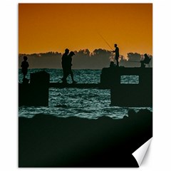 River Breakwater Sunset, Montevideo, Uruguay Canvas 16  X 20  by dflcprintsclothing