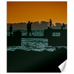 River Breakwater Sunset, Montevideo, Uruguay Canvas 20  X 24  by dflcprintsclothing