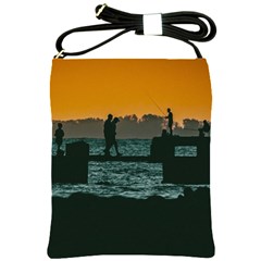 River Breakwater Sunset, Montevideo, Uruguay Shoulder Sling Bag by dflcprintsclothing