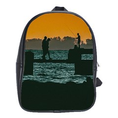 River Breakwater Sunset, Montevideo, Uruguay School Bag (xl) by dflcprintsclothing