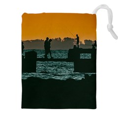 River Breakwater Sunset, Montevideo, Uruguay Drawstring Pouch (5xl) by dflcprintsclothing