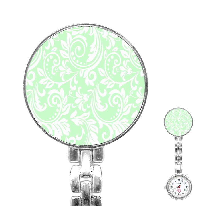 Clean Ornament Tribal Flowers  Stainless Steel Nurses Watch