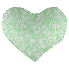 Clean Ornament Tribal Flowers  Large 19  Premium Flano Heart Shape Cushions by ConteMonfrey