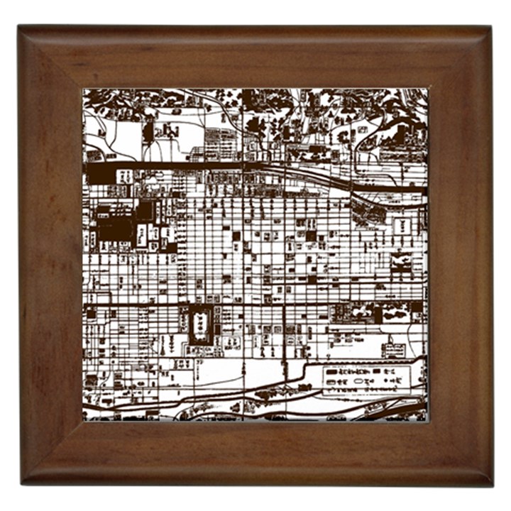 Antique Oriental Town Map  Framed Tile