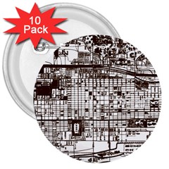 Antique Oriental Town Map  3  Buttons (10 Pack)  by ConteMonfrey