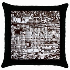 Antique Oriental Town Map  Throw Pillow Case (black) by ConteMonfrey