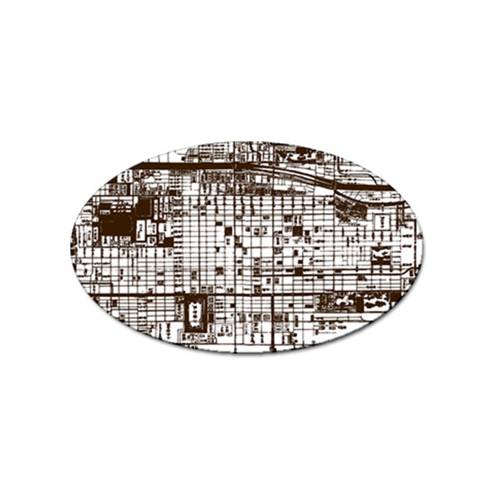 Antique Oriental Town Map  Sticker Oval (100 pack)