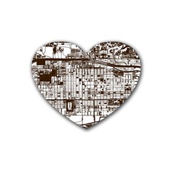 Antique Oriental Town Map  Rubber Coaster (heart) by ConteMonfrey