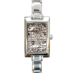 Antique Oriental Town Map  Rectangle Italian Charm Watch by ConteMonfrey