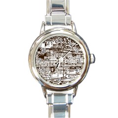 Antique Oriental Town Map  Round Italian Charm Watch by ConteMonfrey